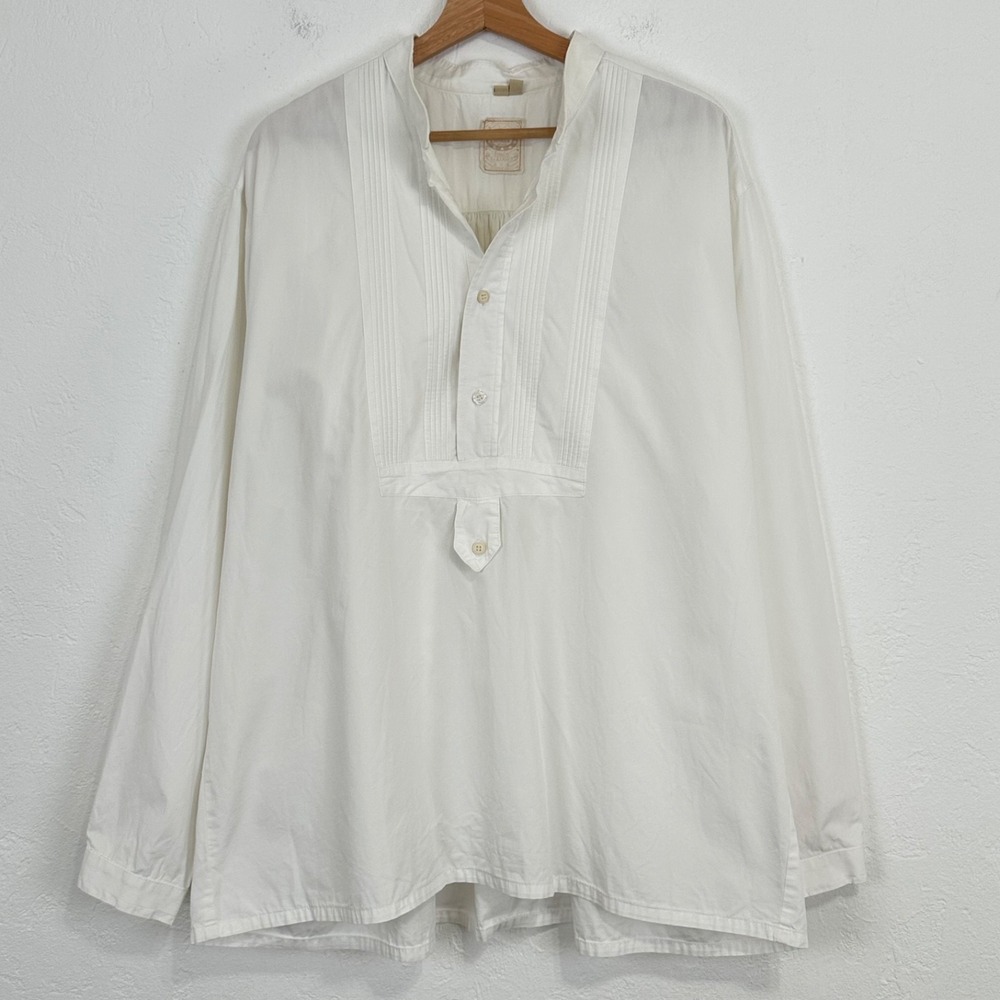 Wah Maker Frontier Clothing Mens Shirt Sz XL White Cotton Bib Pullover Pintuck
